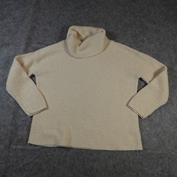 J. Jill Sweater Womens Medium Turtleneck Chunky Knit Cream Ivory Jumper PUllover - Picture 1 of 10
